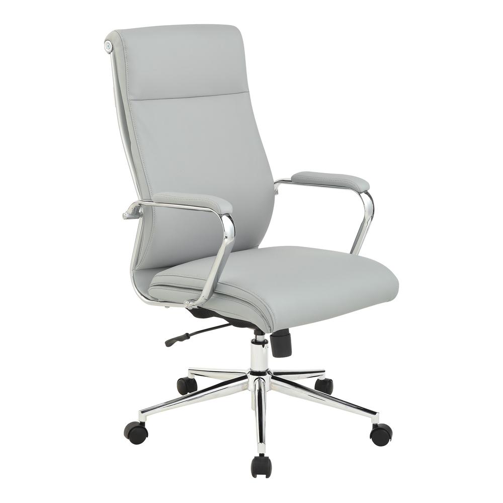 High Back Manager's Chair with Dillon Steel Antimicrobial Fabric and Chrome Base. Picture 1