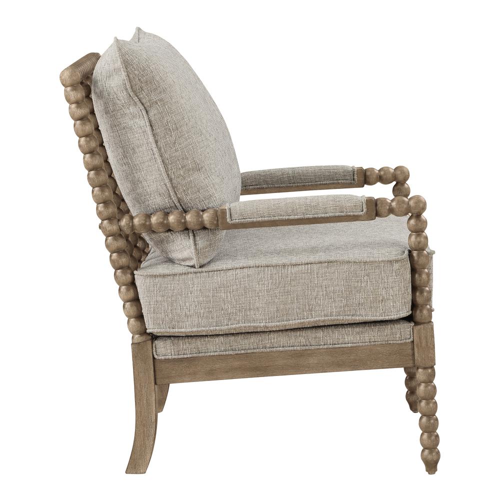 Fletcher Spindle Chair in Fog Fabric with Rustic Brown Finish. Picture 2