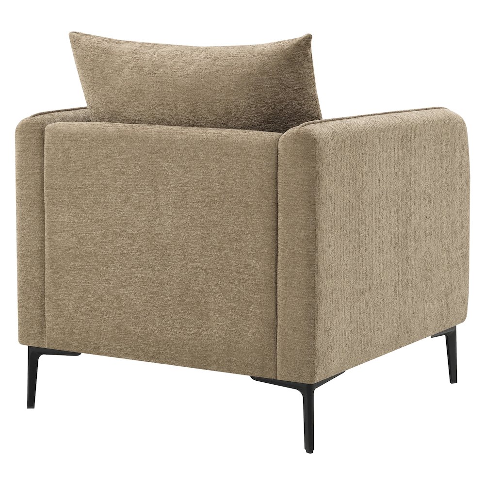 Newhaven Accent Chair in Taupe Fabric with Black Metal Legs. Picture 6