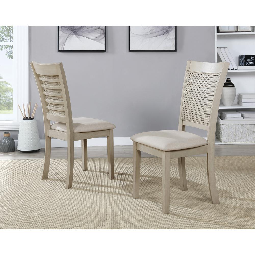 Walden Cane Back Dining Chair 2pk, Linen / Antique White. Picture 8
