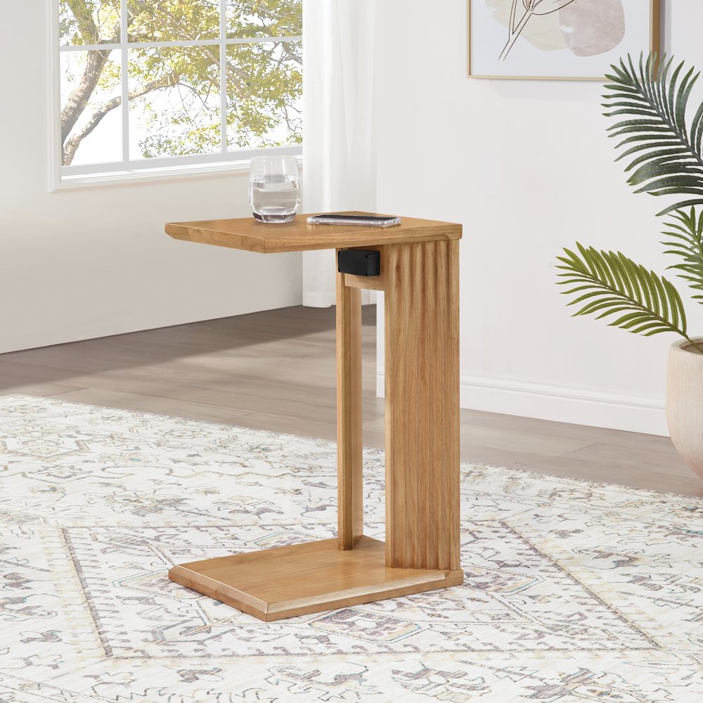 Winston Accent C-Table with Power in Natural Oak Finish. Picture 7