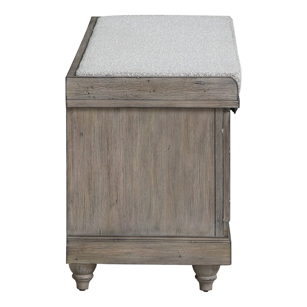 Dover Storage Bench In Goldstone Finish With Salt And Pepper Cushion Asm. Picture 5