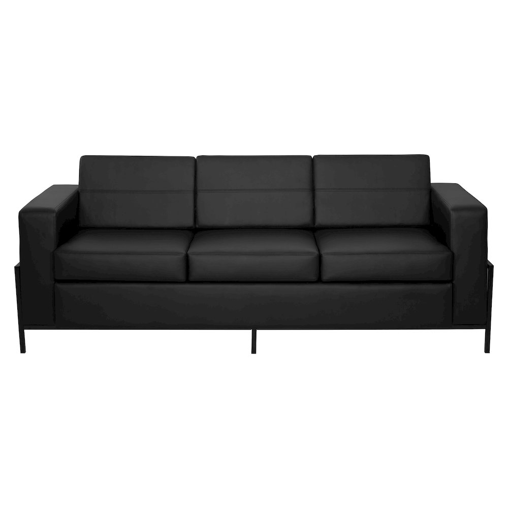 Arctic Sofa in Black Faux Leather with USB and USB-C Charging Stations. Picture 2