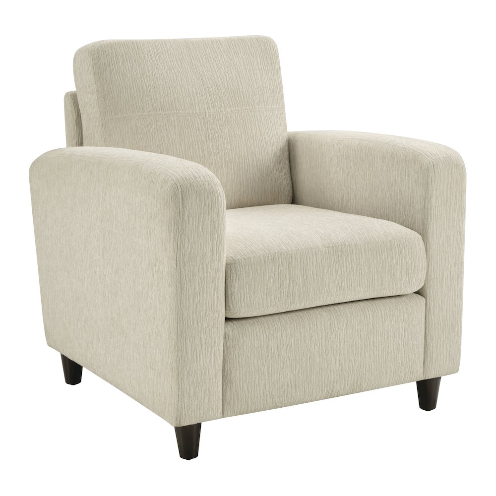 Venus Club Chair in Cream Fabric and Medium Espresso Legs. Picture 1