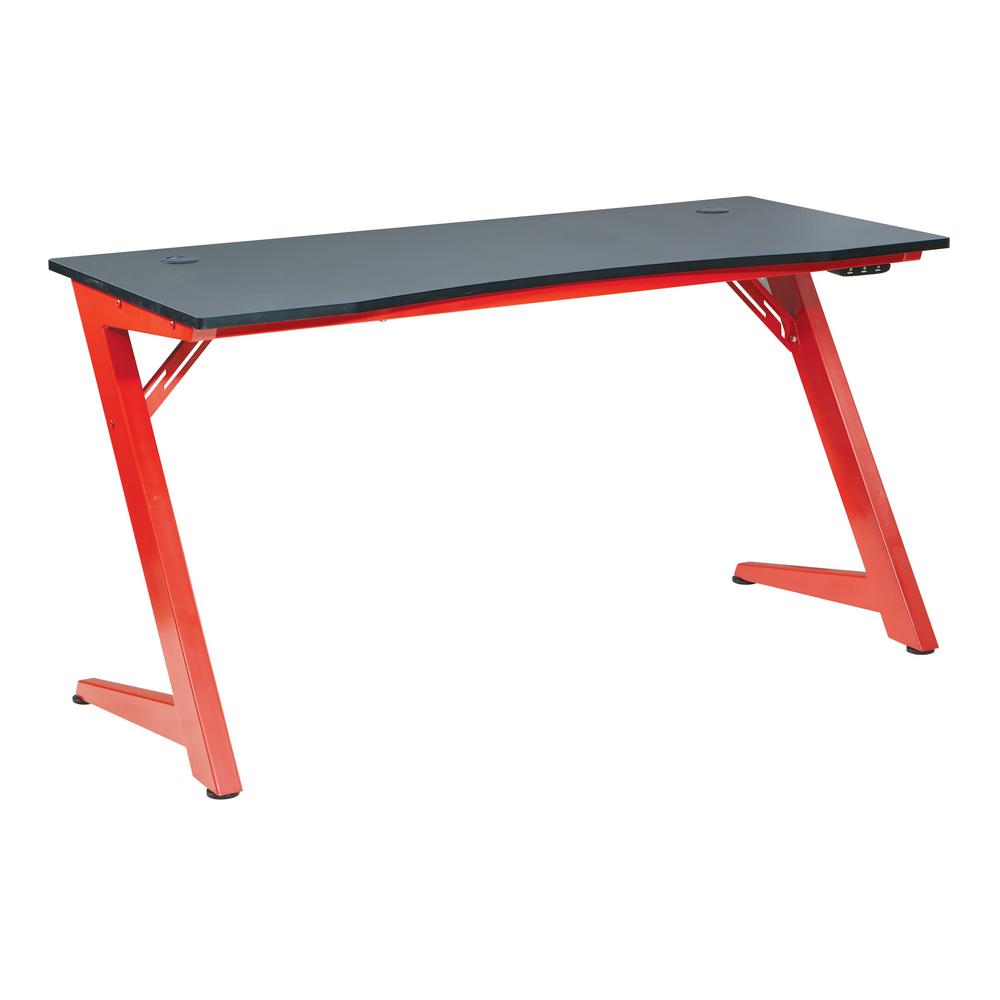 Beta Battlestation Gaming Desk with Black Carbon Top and Matt Red Legs, BET25-RD. Picture 1