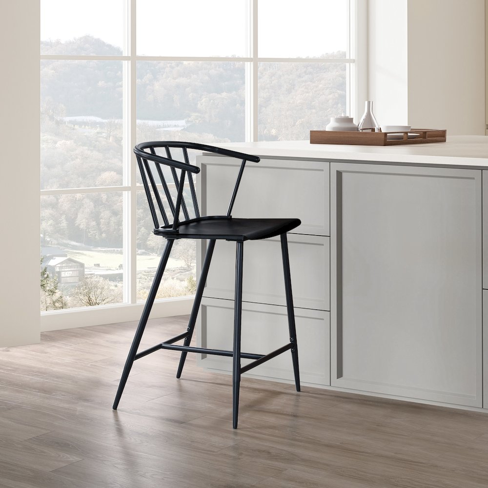 Lincoln All Metal Counter Stool in Black Finish. Picture 6