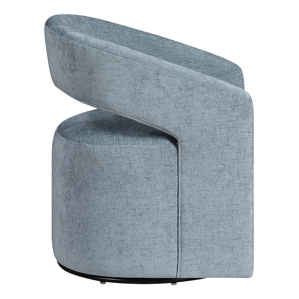 Devin Swivel Chair in Sky Blue Fabric. Picture 4
