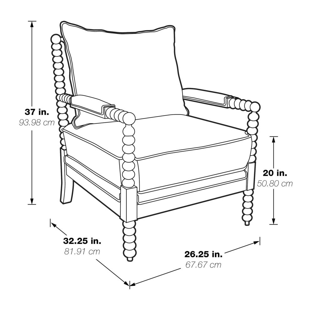 Fletcher Spindle Chair in Fog Fabric with Rustic Brown Finish. Picture 8