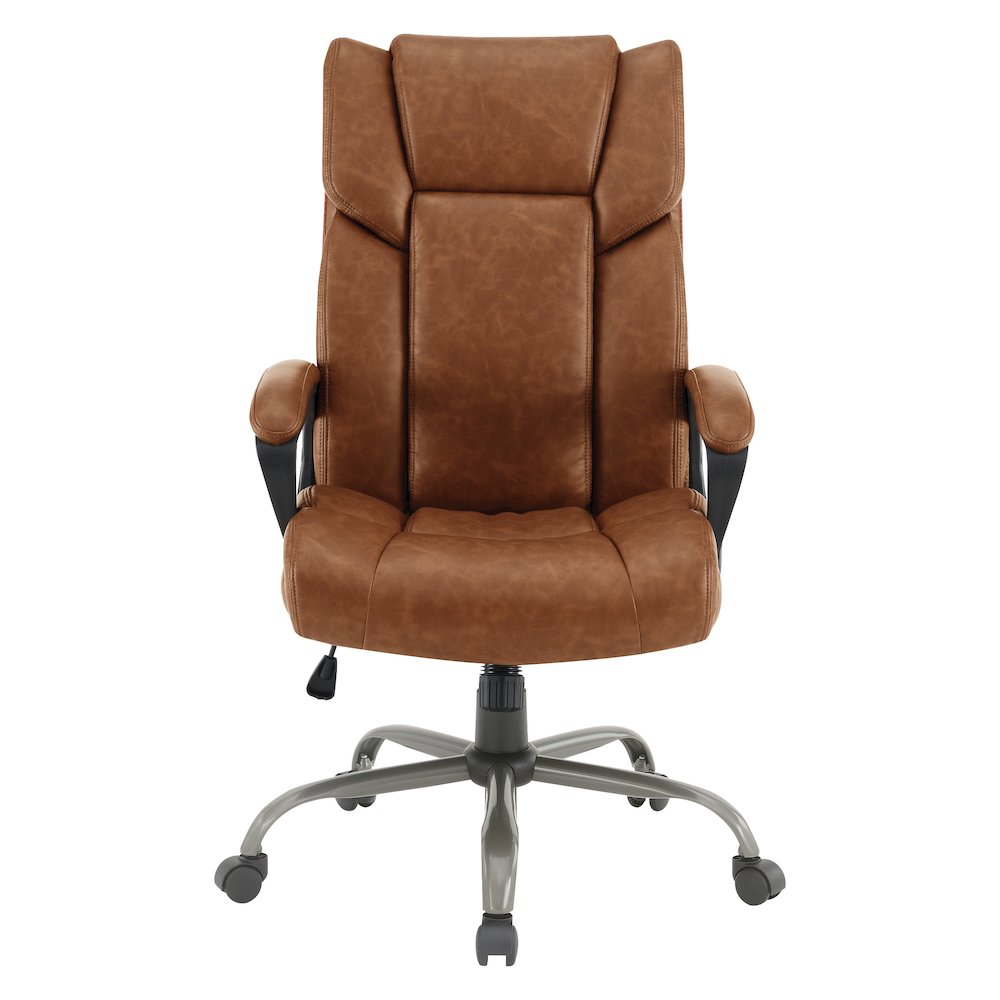 High-Back in Saddle Faux Leather Executive Chair with Padded Arms. Picture 3