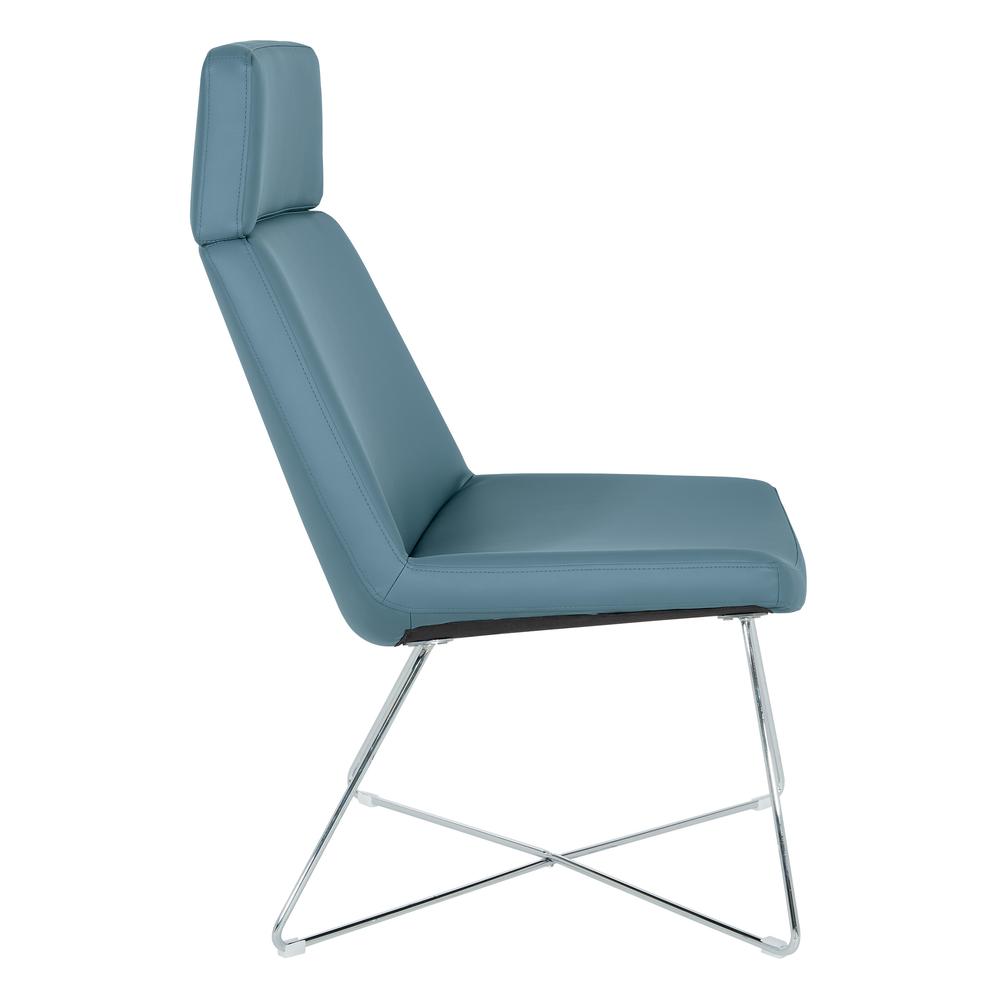 Geena Guest Chair in Dillon Blue with Chrome Sled Base, GNA50400-R105. Picture 3