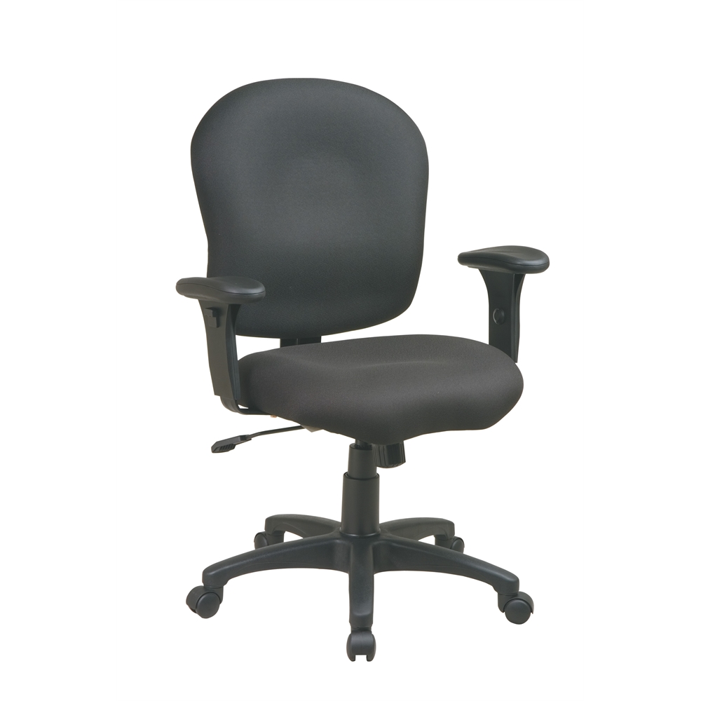 Task Chair with Saddle Seat and Adjustable Soft Padded Arms. Picture 1