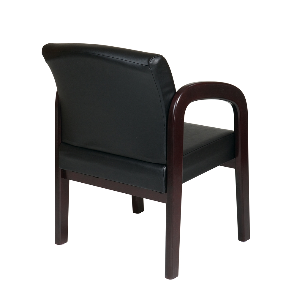 Faux Leather Mahogany Finish Wood Visitor Chair. Picture 3