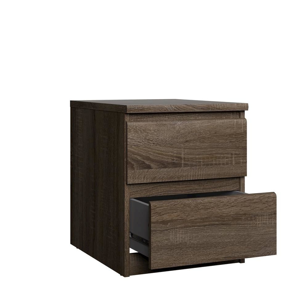 Brown 2 Drawer Nightstand - Stylish Night Stand with Drawers for Bedroom. Picture 4