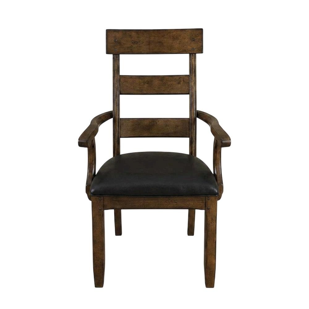 Distressed Mango Armchair with Upholstered Seat and Updated Lodge Style. Picture 4