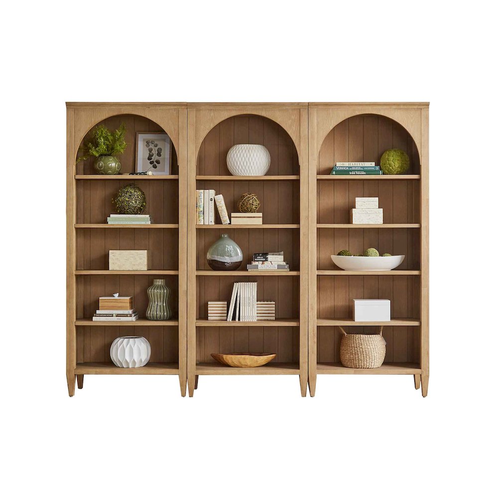 Laurel Modern Wood Open Bookcase Wall, Light Brown. Picture 1