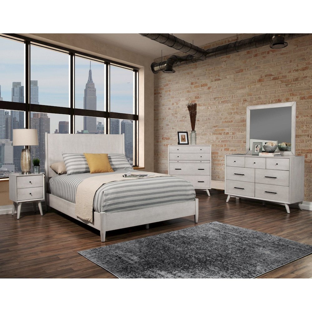 Flynn Mid Century Modern Full Size Panel Bed, Gray. Picture 2