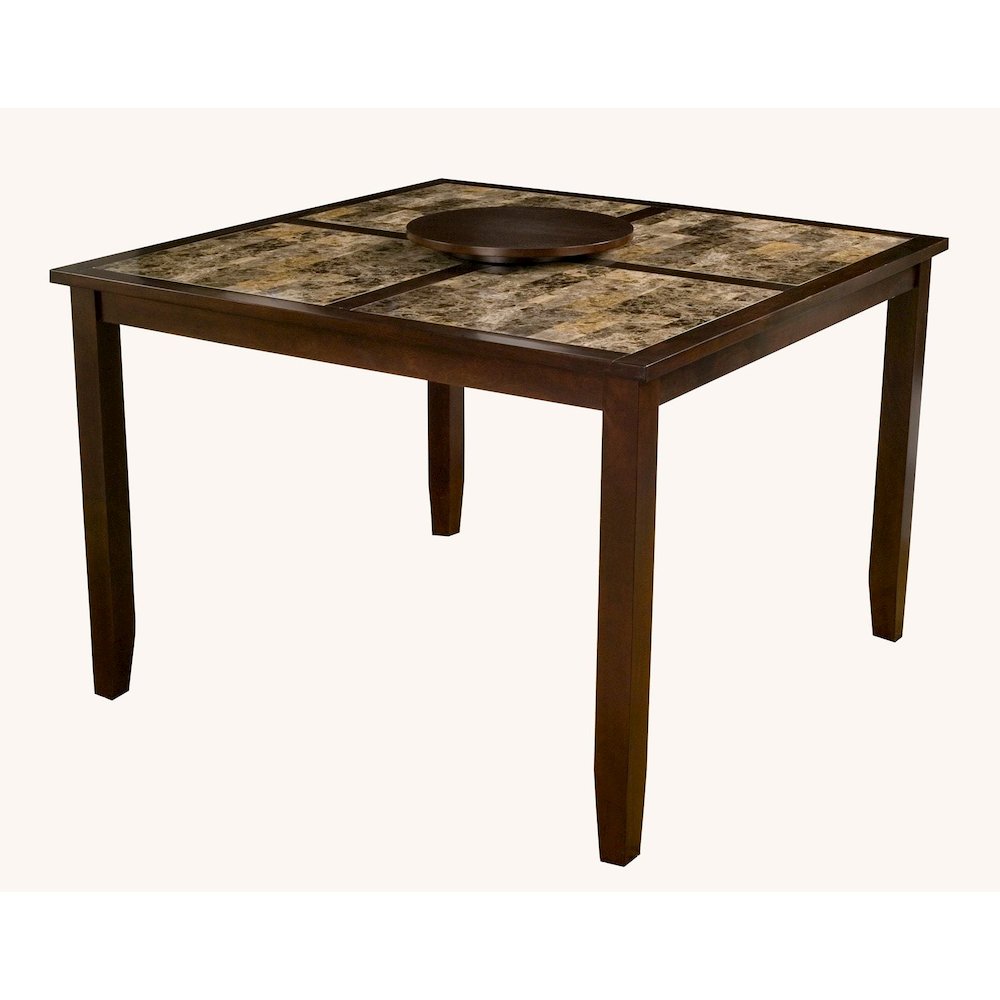 Capitola Faux Marble Large Pub Table w/ Removable 18" Lazy Susan, Espresso. Picture 1