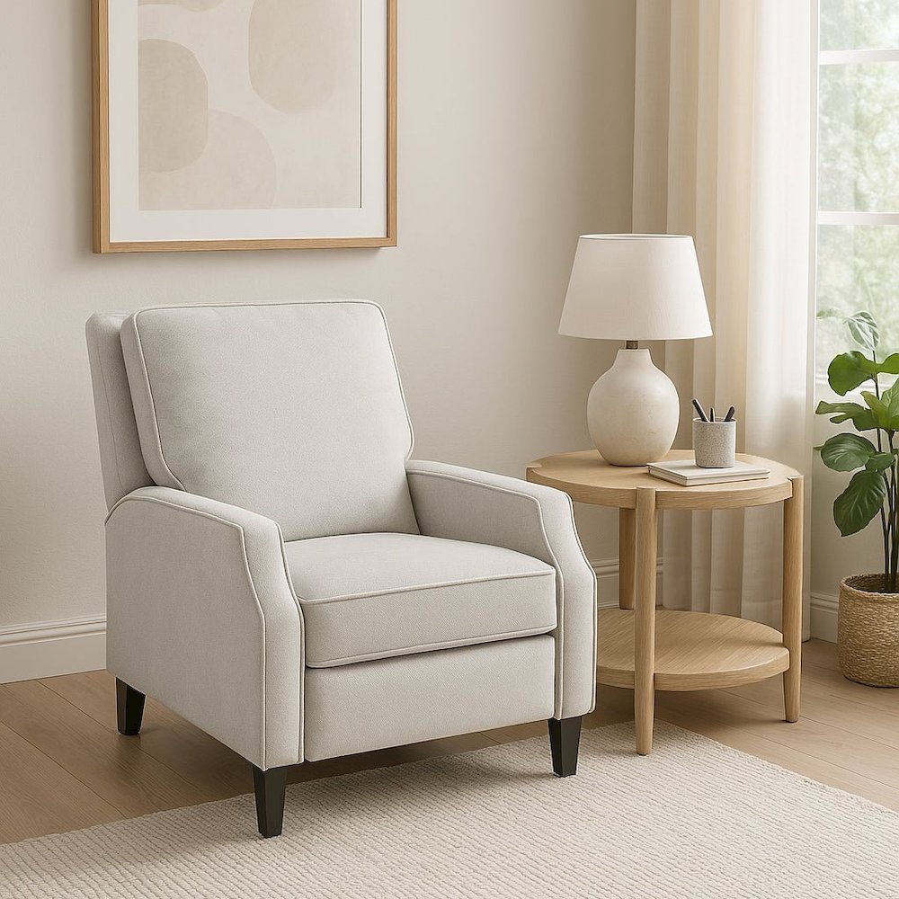 Inez Push Accent Back Chair, Light Grey. Picture 2