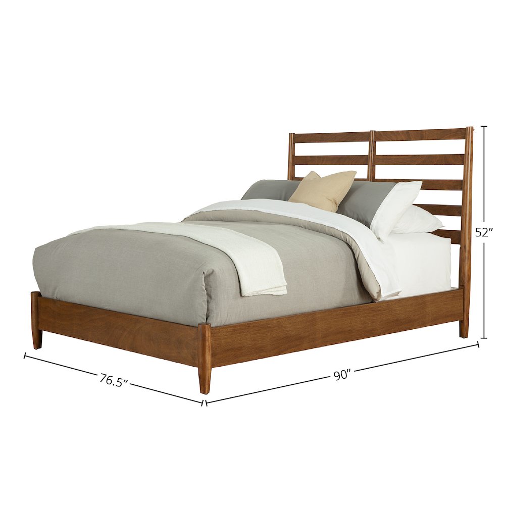 Flynn Retro California King Bed w/Slat Back Headboard, Acorn. Picture 1