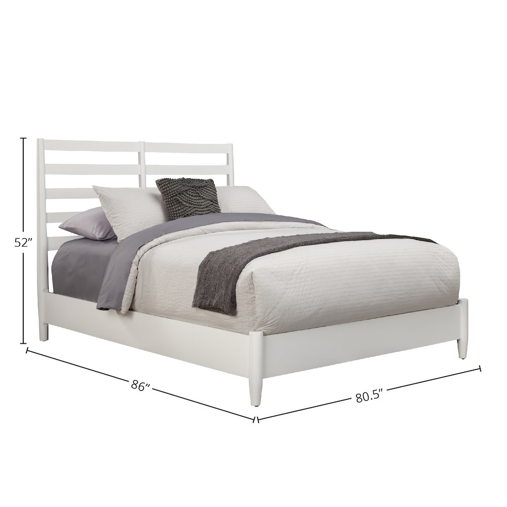 Flynn Retro Standard King Bed w/Slat Back Headboard, White. Picture 1