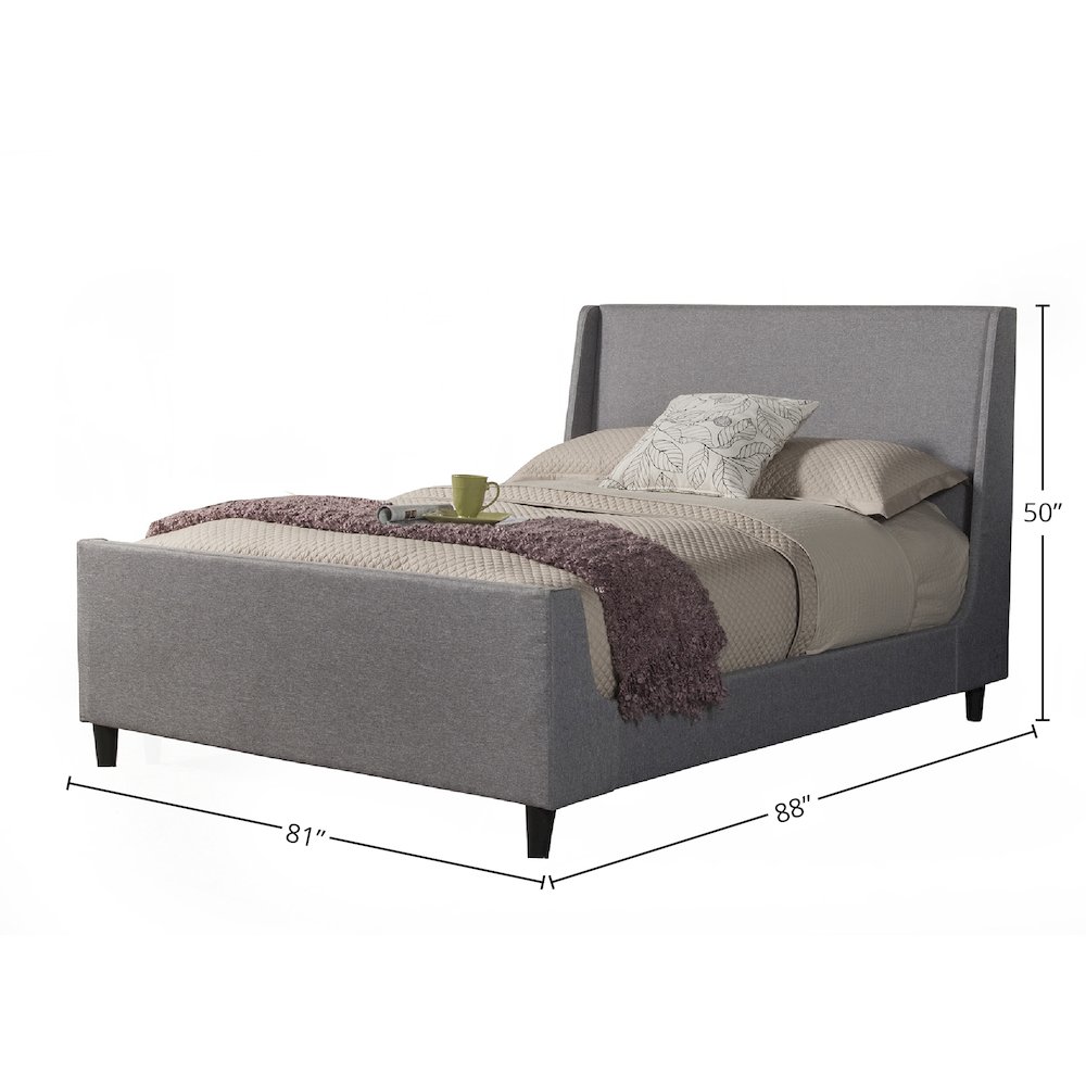 Amber Standard King Upholstered Bed, Grey Linen. Picture 1