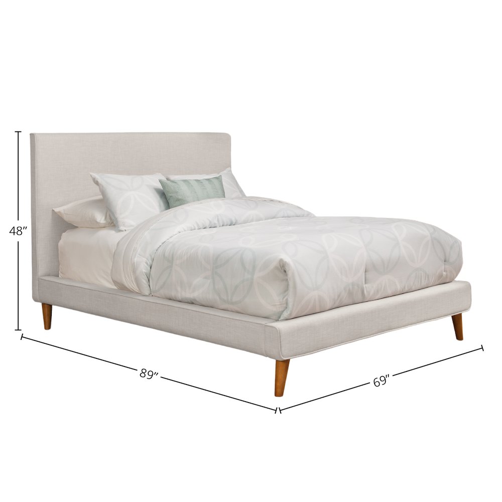Britney Queen Upholstered Platform Bed, Light Grey Linen. Picture 1