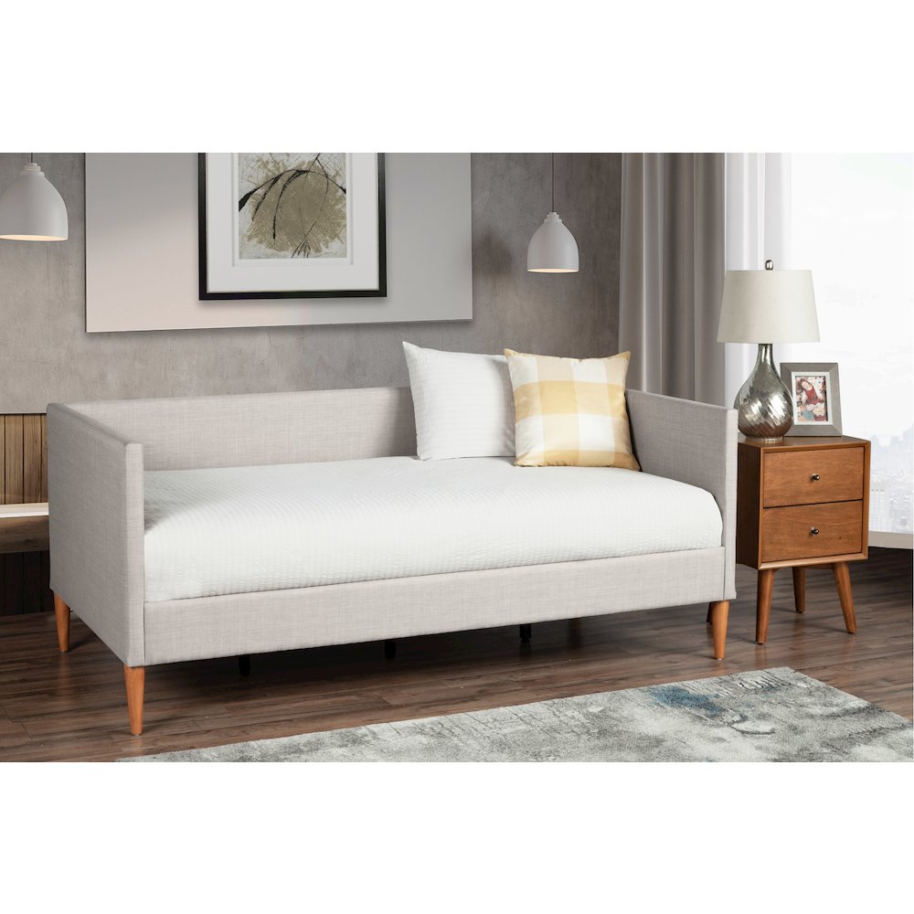 Britney Twin Day Bed, Light Grey Linen. Picture 3