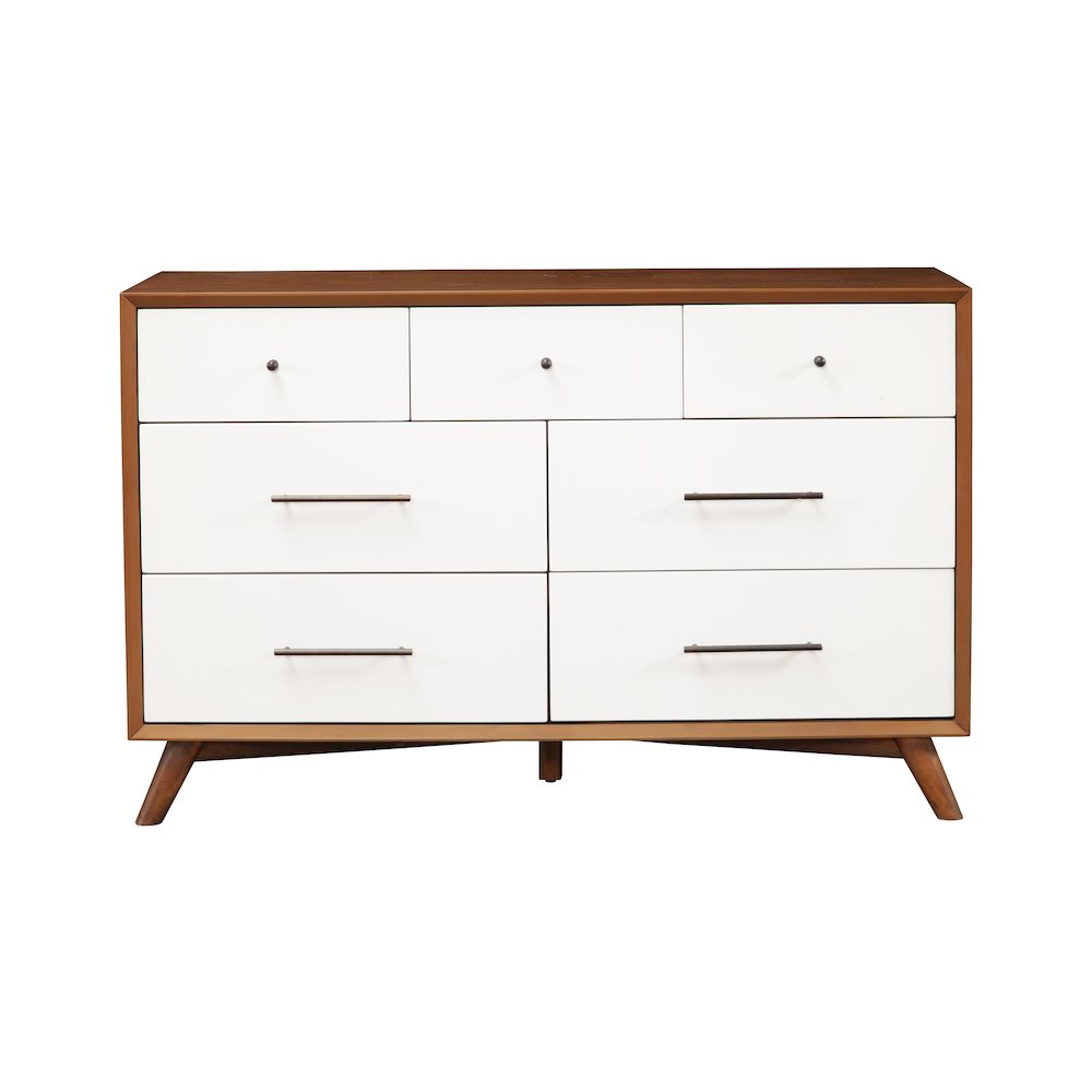 Flynn 7 Drawer Two Tone Dresser, Acorn/White. Picture 2