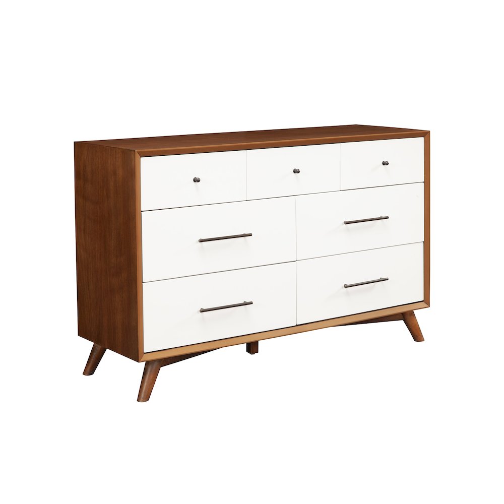 Flynn 7 Drawer Two Tone Dresser, Acorn/White. Picture 1
