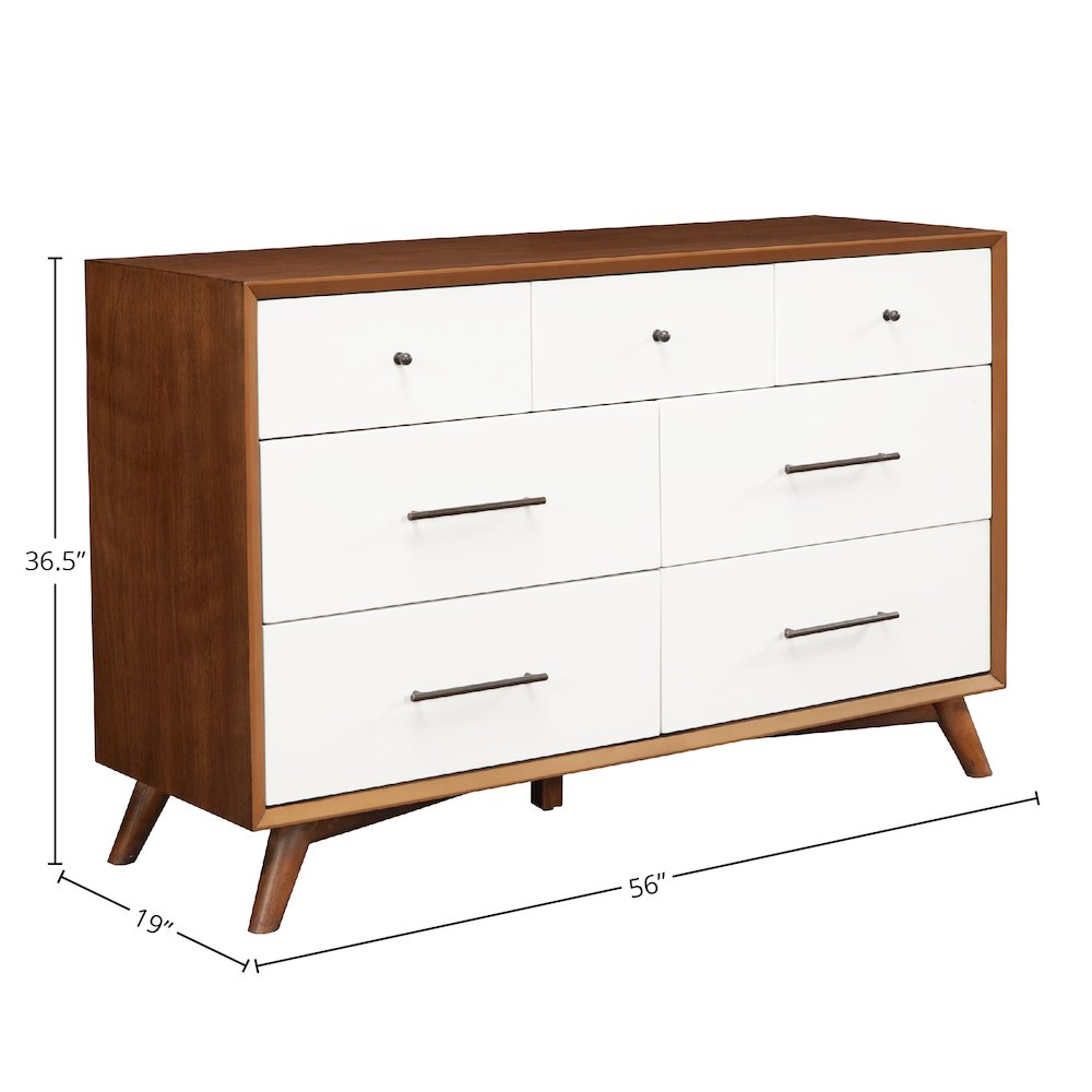 Flynn 7 Drawer Two Tone Dresser, Acorn/White. Picture 3