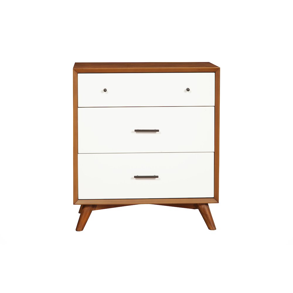 Flynn 3 Drawer Two Tone Small Chest, Acorn/White. Picture 2