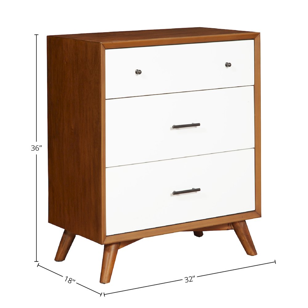 Flynn 3 Drawer Two Tone Small Chest, Acorn/White. Picture 5