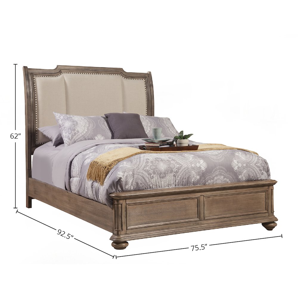 Melbourne California King Sleigh Bed w/Upholstered Headboard, French Truffle. Picture 1