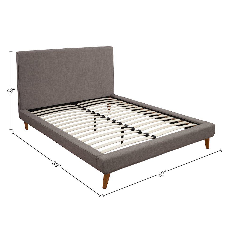 Britney Queen Upholstered Platform Bed, Dark Grey. Picture 1