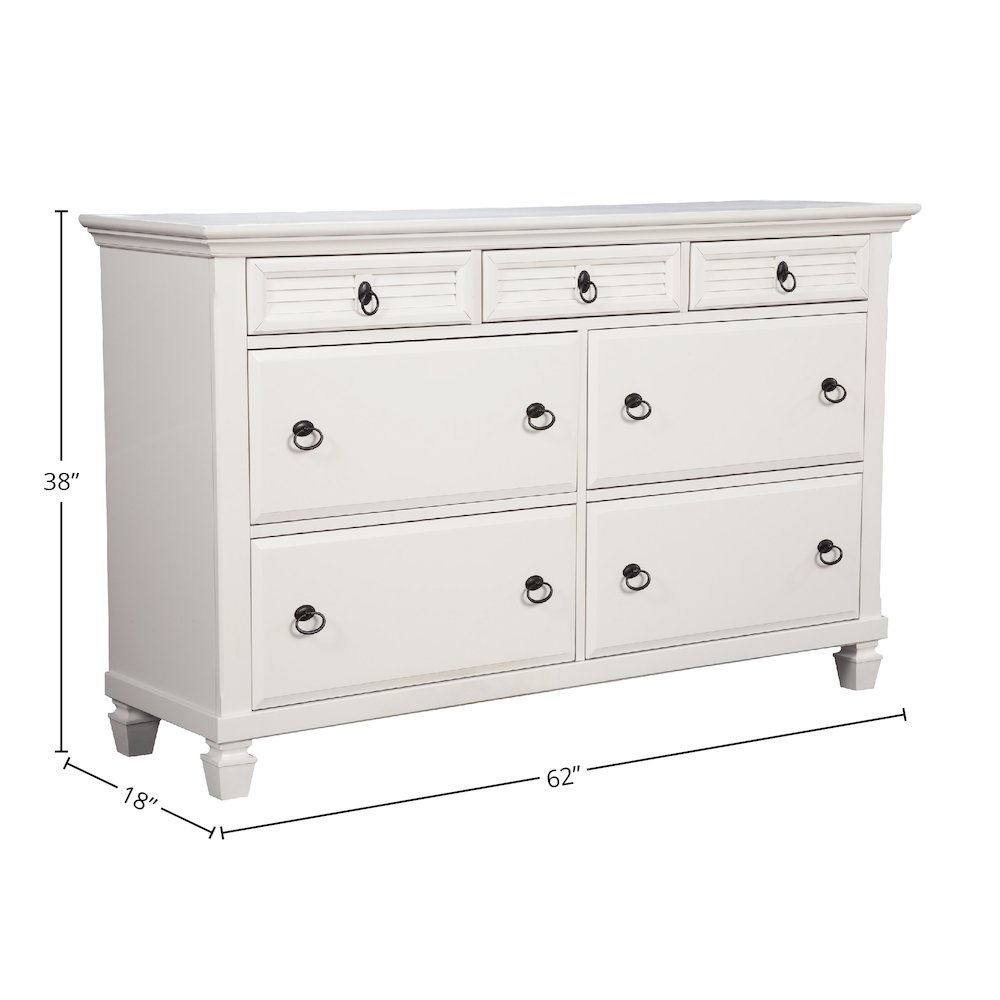 Winchester 7 Drawer Dresser, White. Picture 1