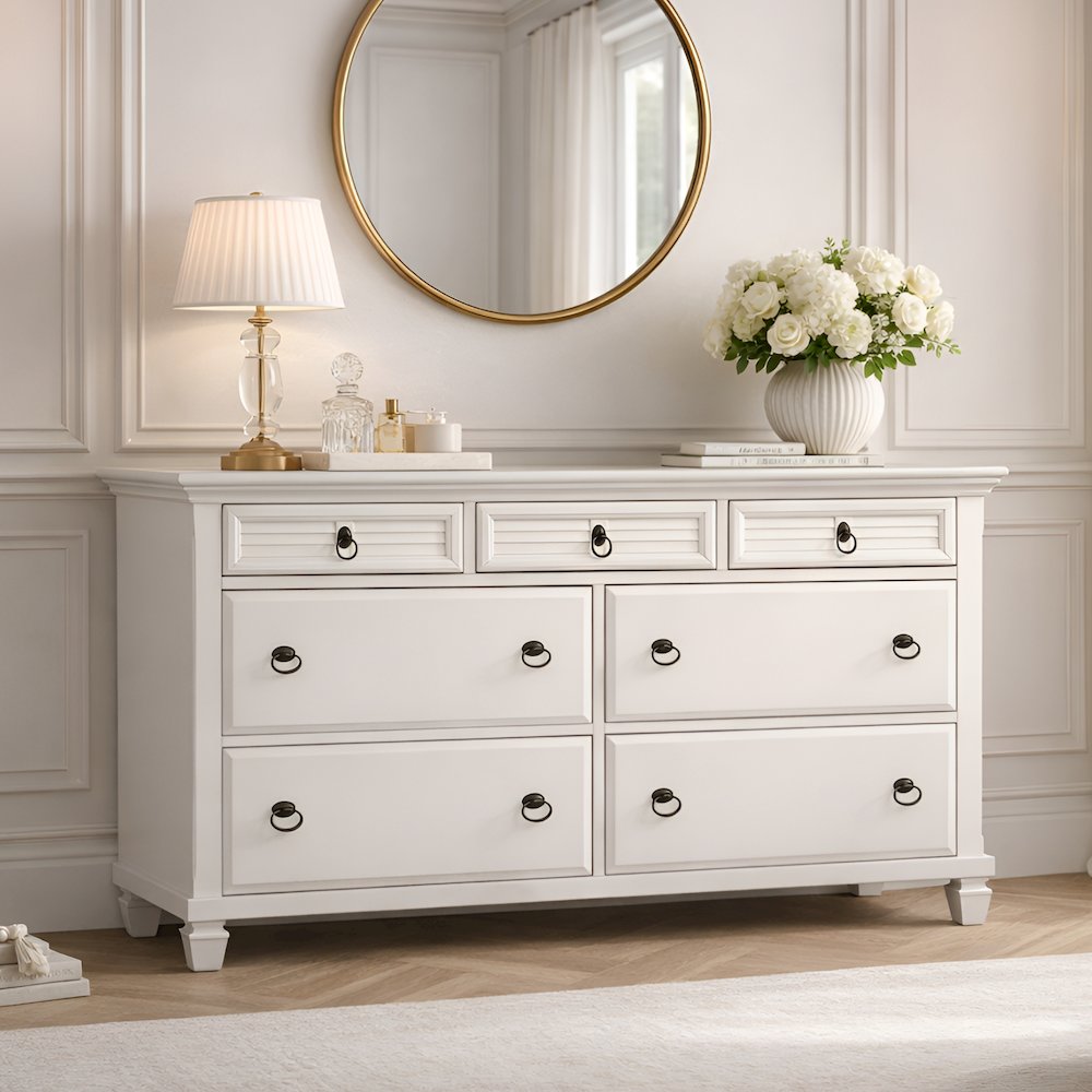 Winchester 7 Drawer Dresser, White. Picture 2