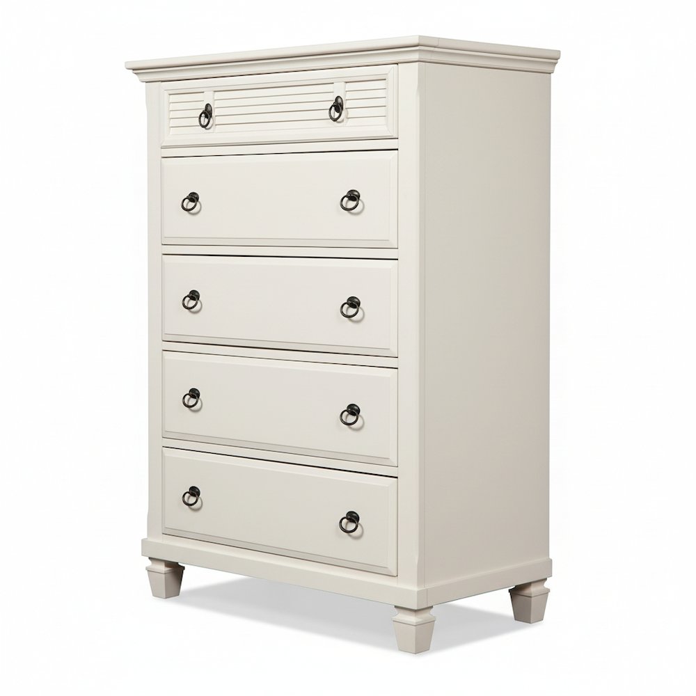 Winchester 5 Drawer Chest, White. Picture 4