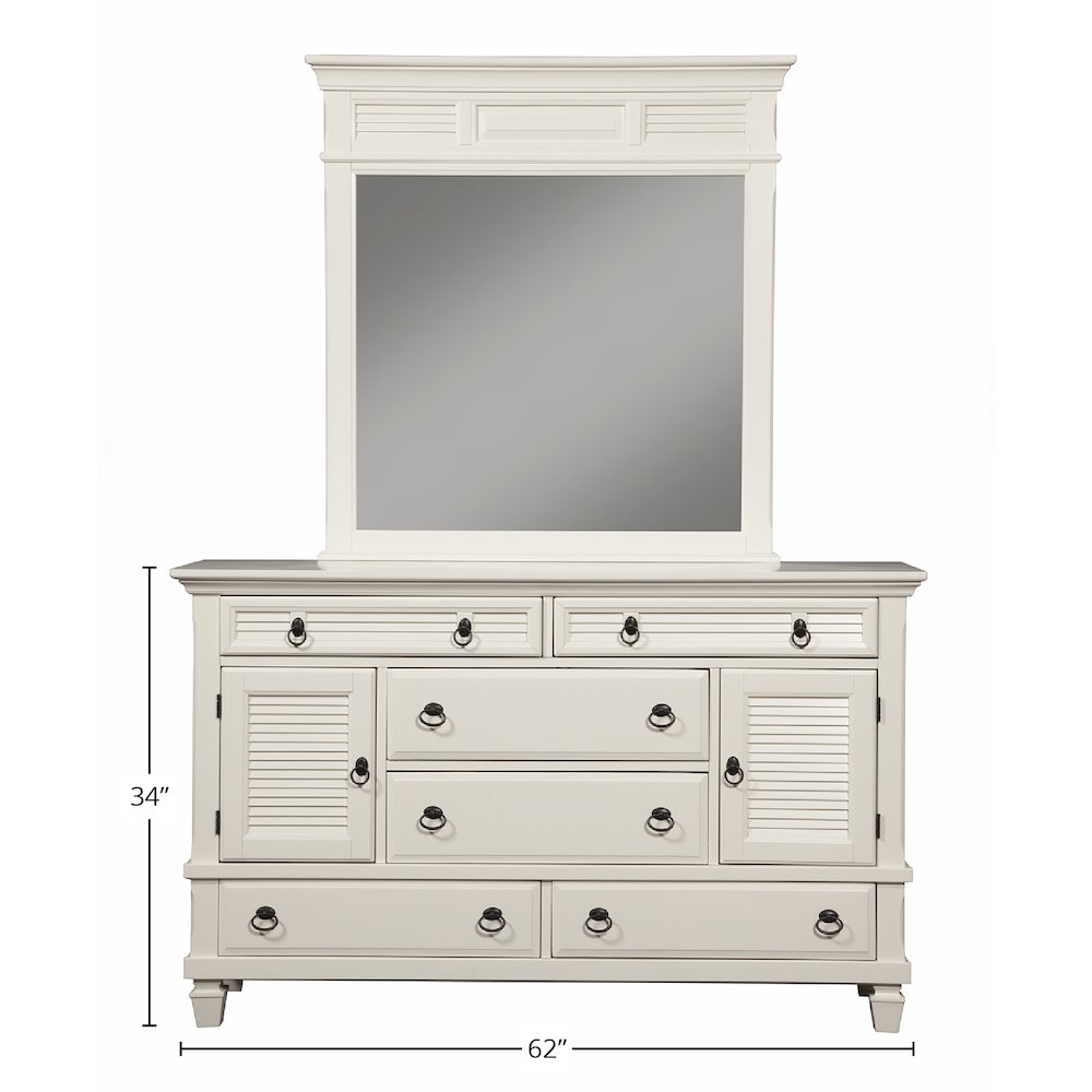 Winchester 6 Drawer Dresser w/2 Cabinets, White. Picture 1