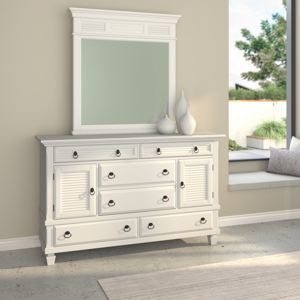 Winchester 6 Drawer Dresser w/2 Cabinets, White. Picture 3