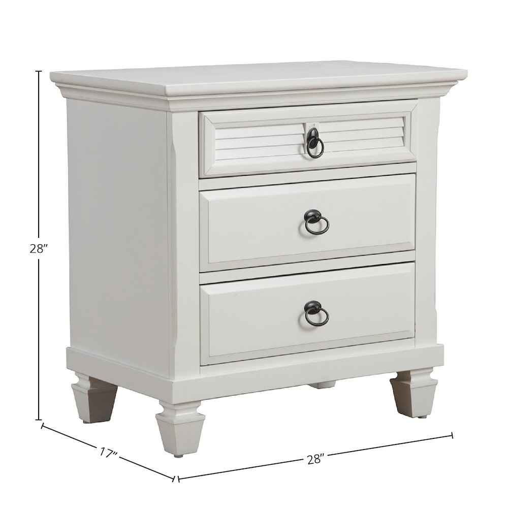 Winchester 3 Drawer Nightstand, White. Picture 1