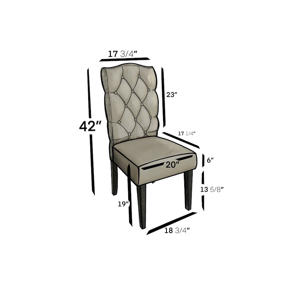 Newberry Set of 2 Button Tufted Parson Chairs, Salvaged Grey. Picture 5