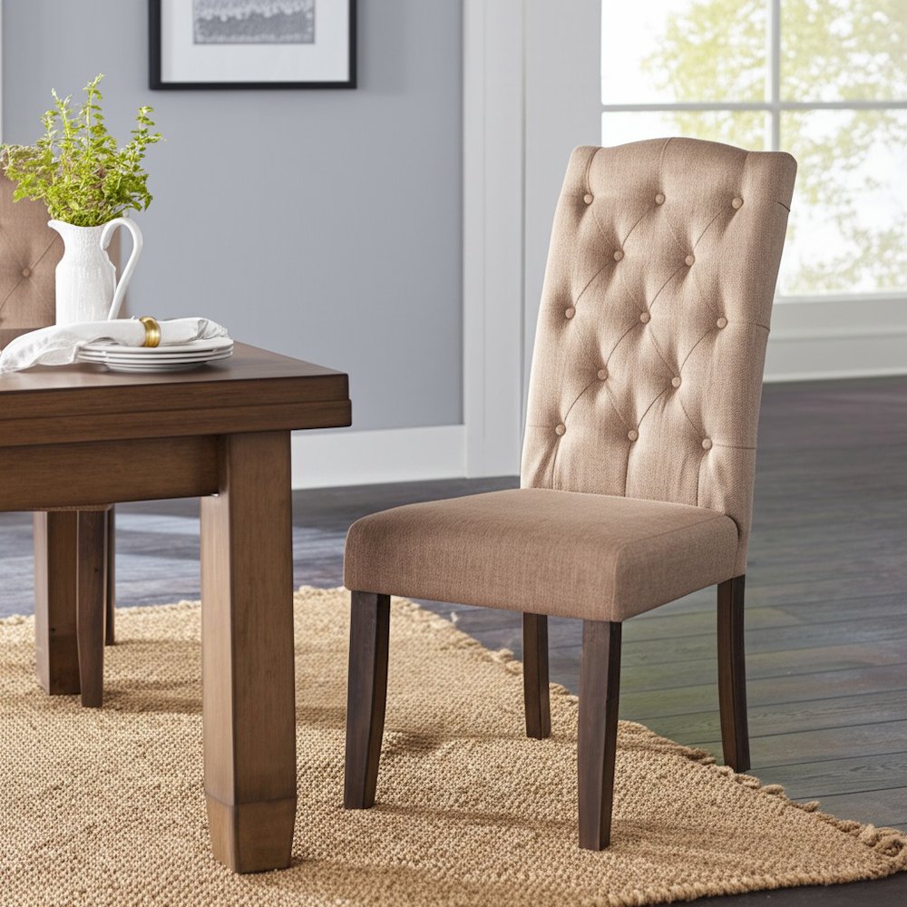 Newberry Set of 2 Button Tufted Parson Chairs, Salvaged Grey. Picture 2