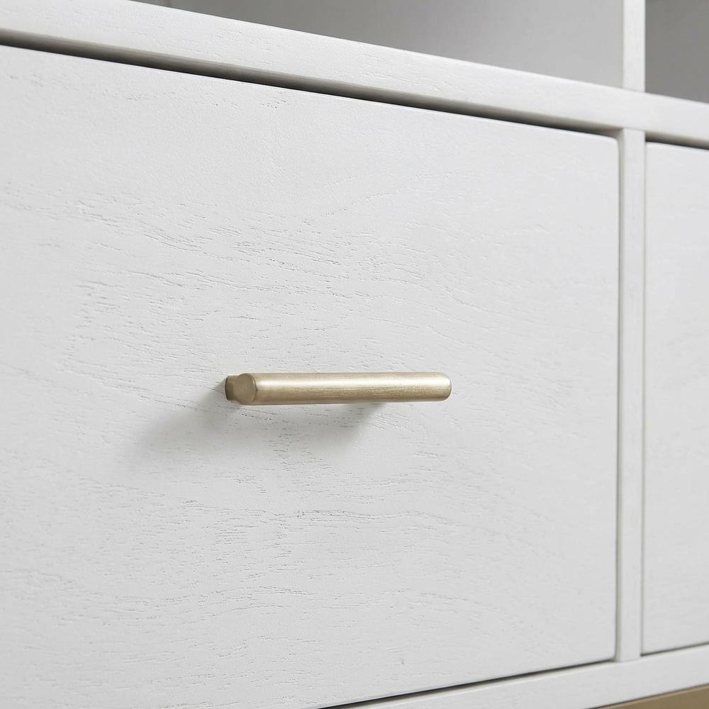 White modern contemporary TV console, mahogany solids, veneer construction. Picture 5