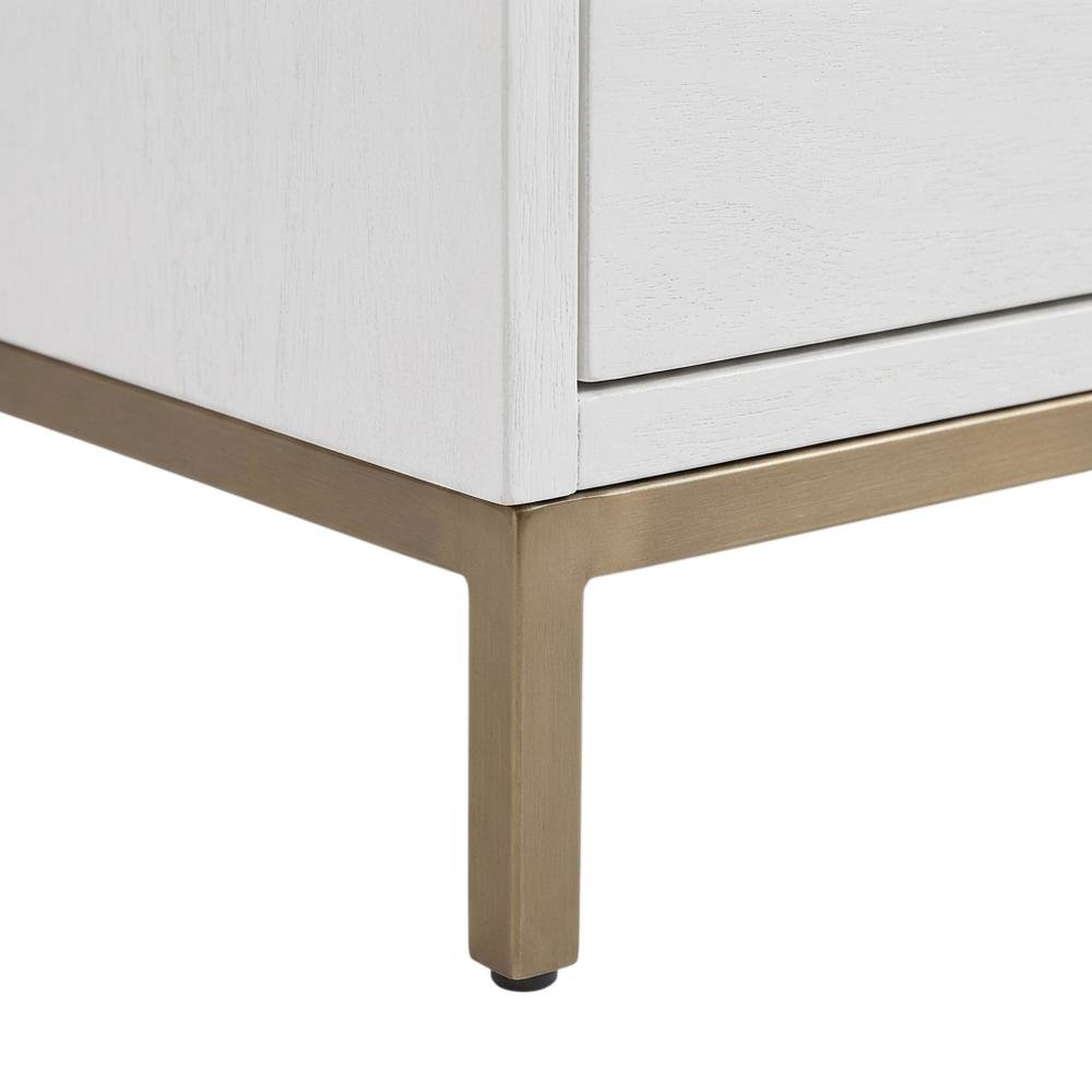 White modern contemporary TV console, mahogany solids, veneer construction. Picture 6
