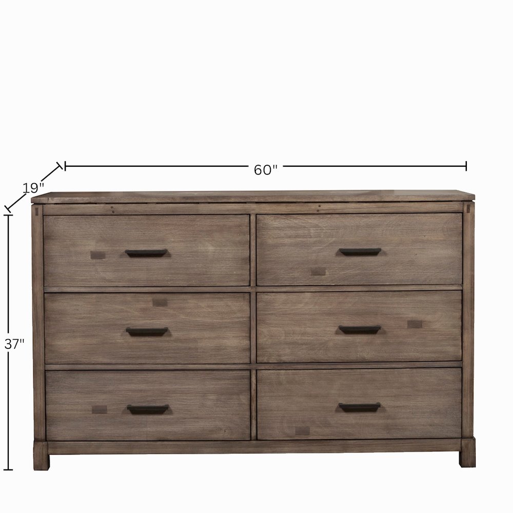 Sydney 6 Drawer Dresser, Weathered Grey. Picture 3