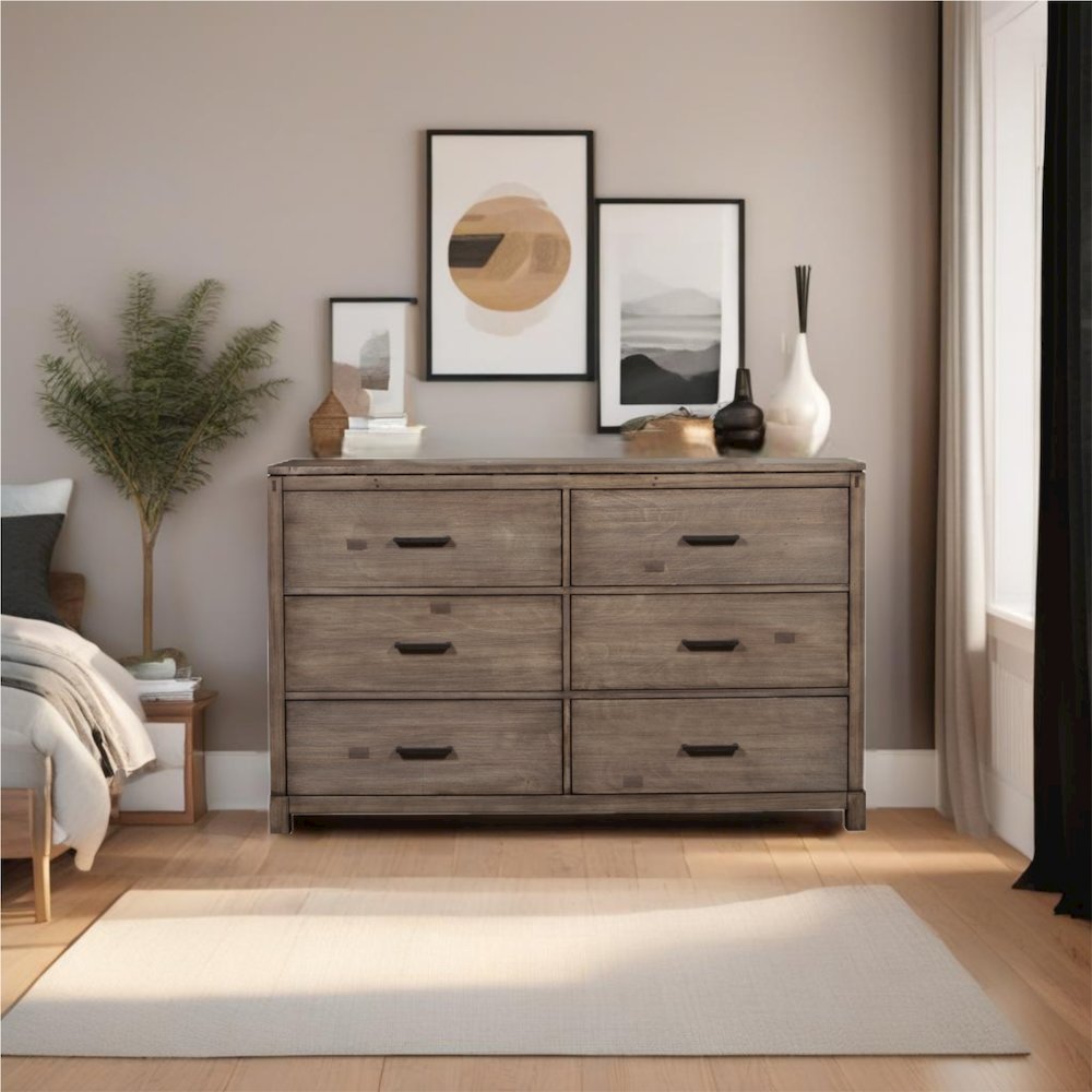 Sydney 6 Drawer Dresser, Weathered Grey. Picture 4