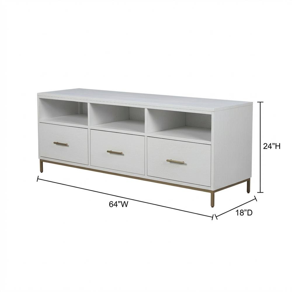 White modern contemporary TV console, mahogany solids, veneer construction. Picture 7