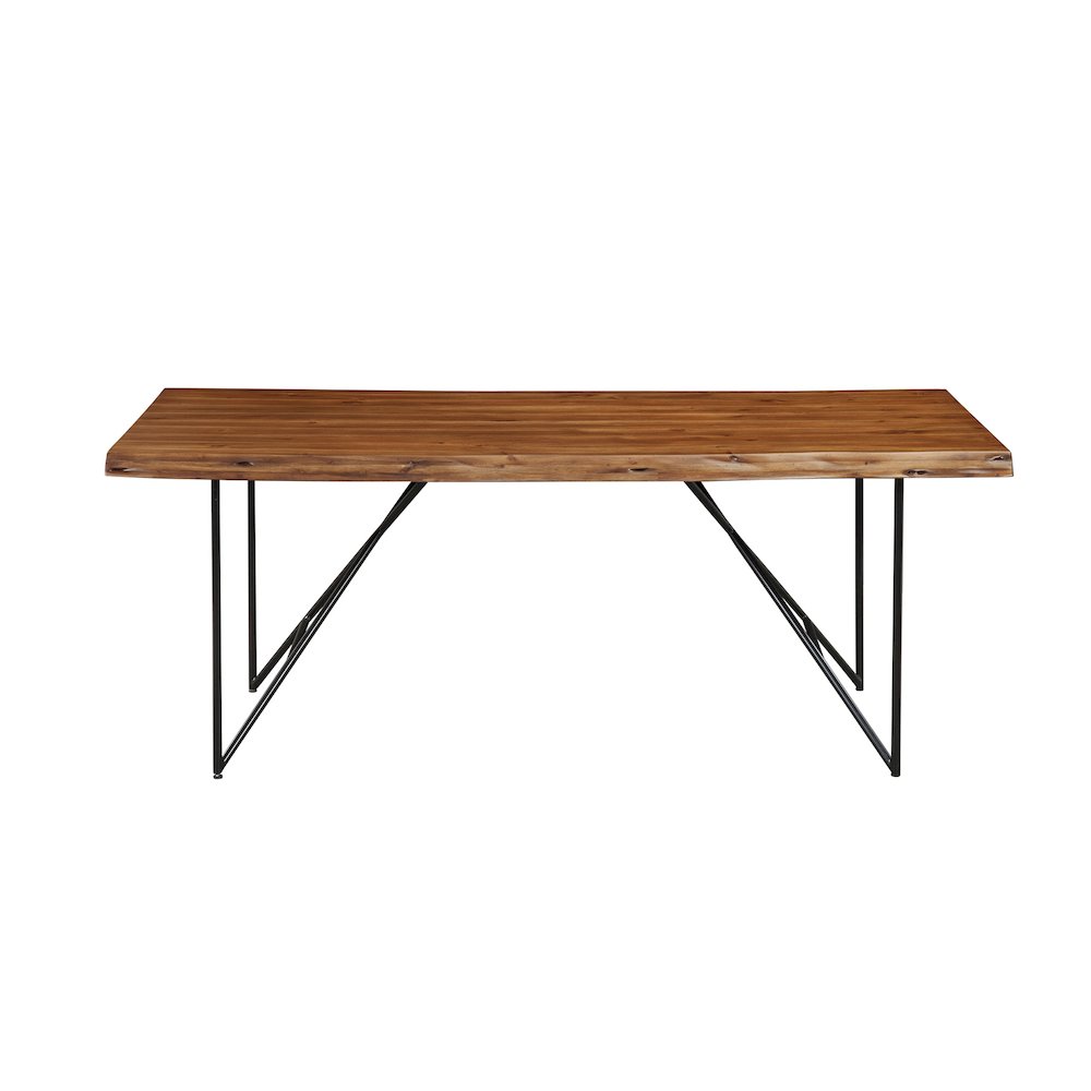 Live Edge Solid Wood Dining Table, Light Walnut. Picture 1