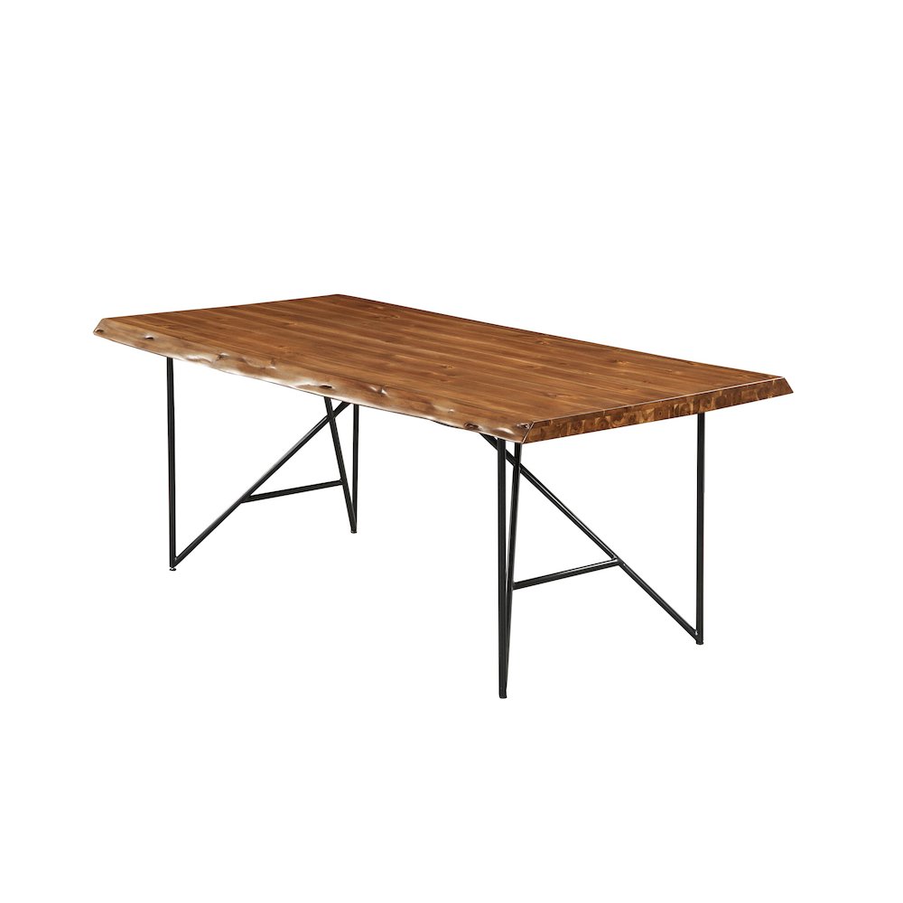 Live Edge Solid Wood Dining Table, Light Walnut. Picture 2