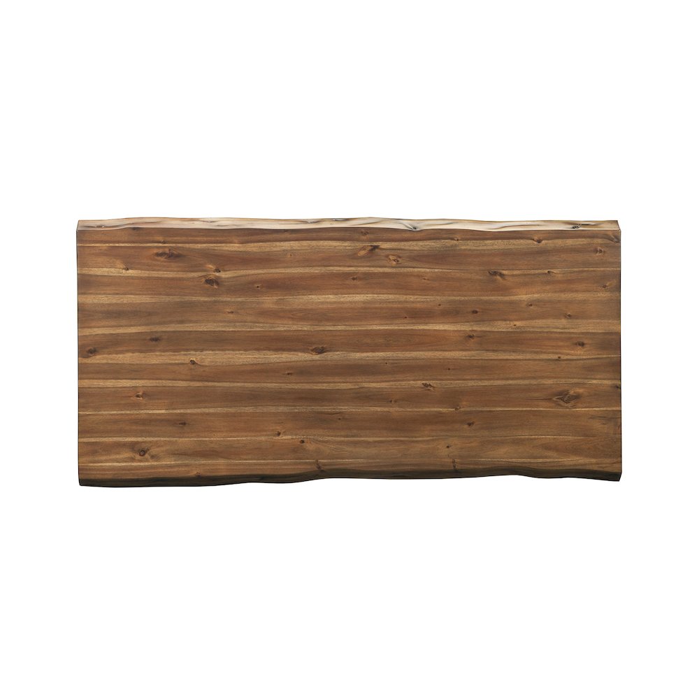 Live Edge Solid Wood Dining Table, Light Walnut. Picture 4